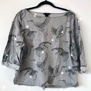 H&M lightweight boatneck sweater with bird print